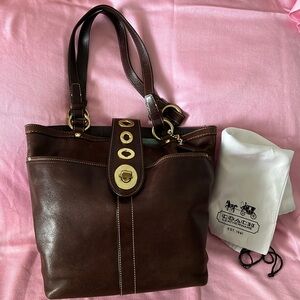 Rare Coach Lily Legacy Mahogany Leather Tote
